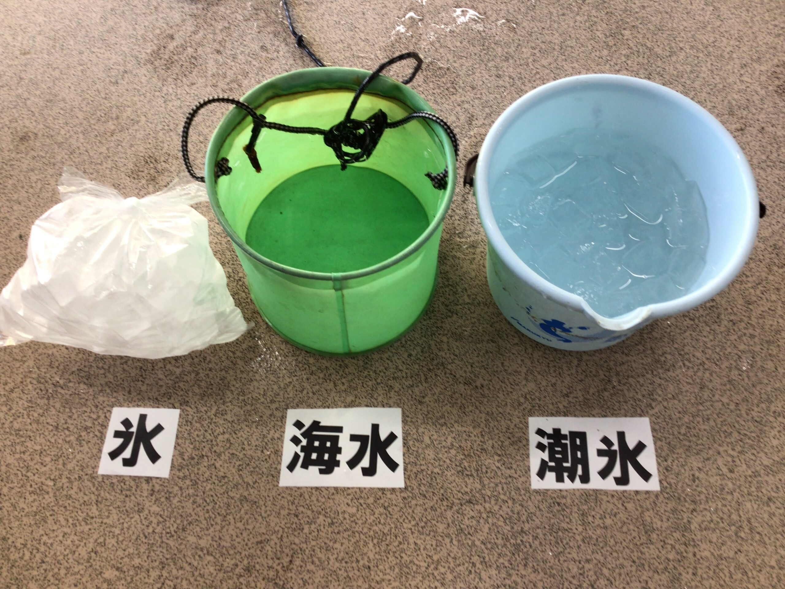 釣った魚は熱を持っていますが、それを取り除くのが氷。海水を加えれば、更に塩分の力で良くひれます。釣太郎