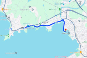 釣太郎みなべ店から田辺芳養（はや）ICまでkじゅるまで4分。道順案内。