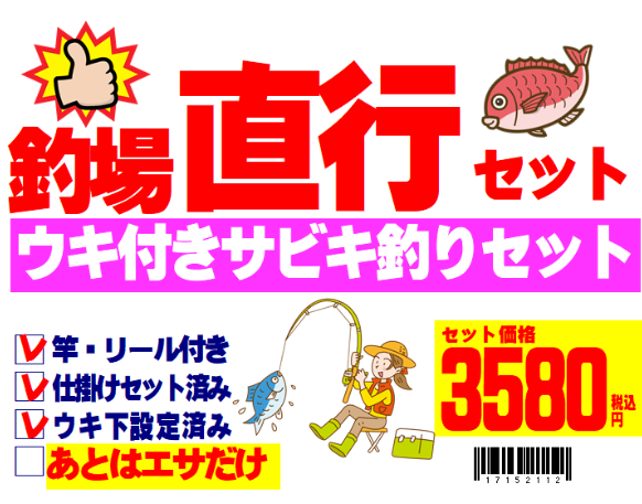 サビキ釣りフルセット。後はエサだけ。釣場直行セット紹介。釣太郎