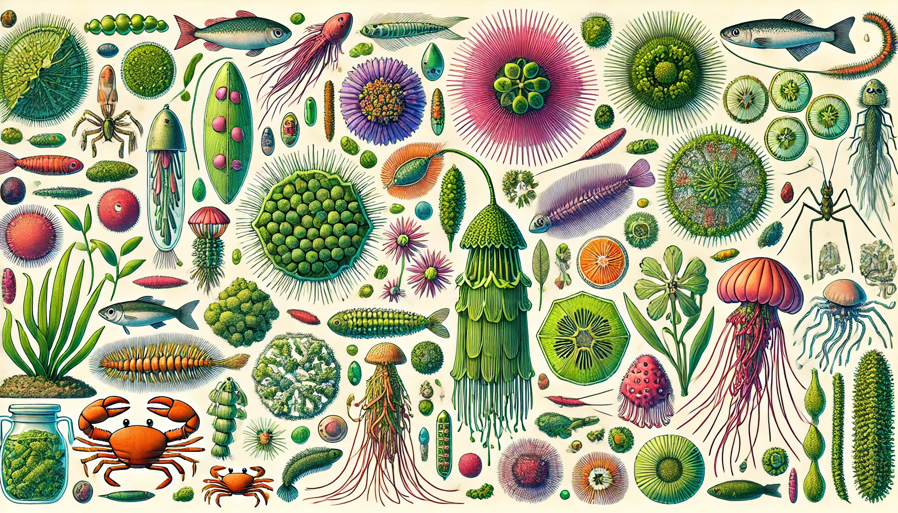 海のプランクトンのイラスト。釣太郎