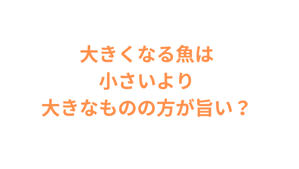 大きくなる魚は、小さいより大きなものの方が旨い？釣太郎