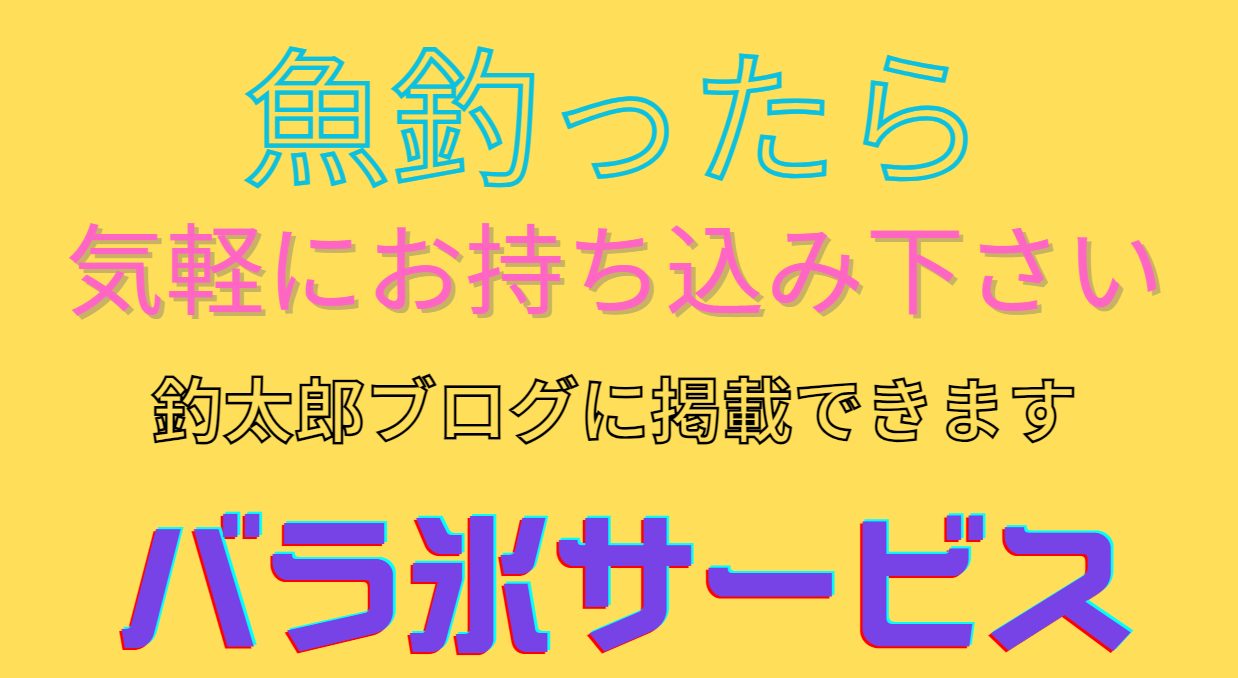 魚を釣ったら、お気軽に持込下さい。釣太郎ブログに掲載できます。バラ氷サービス。