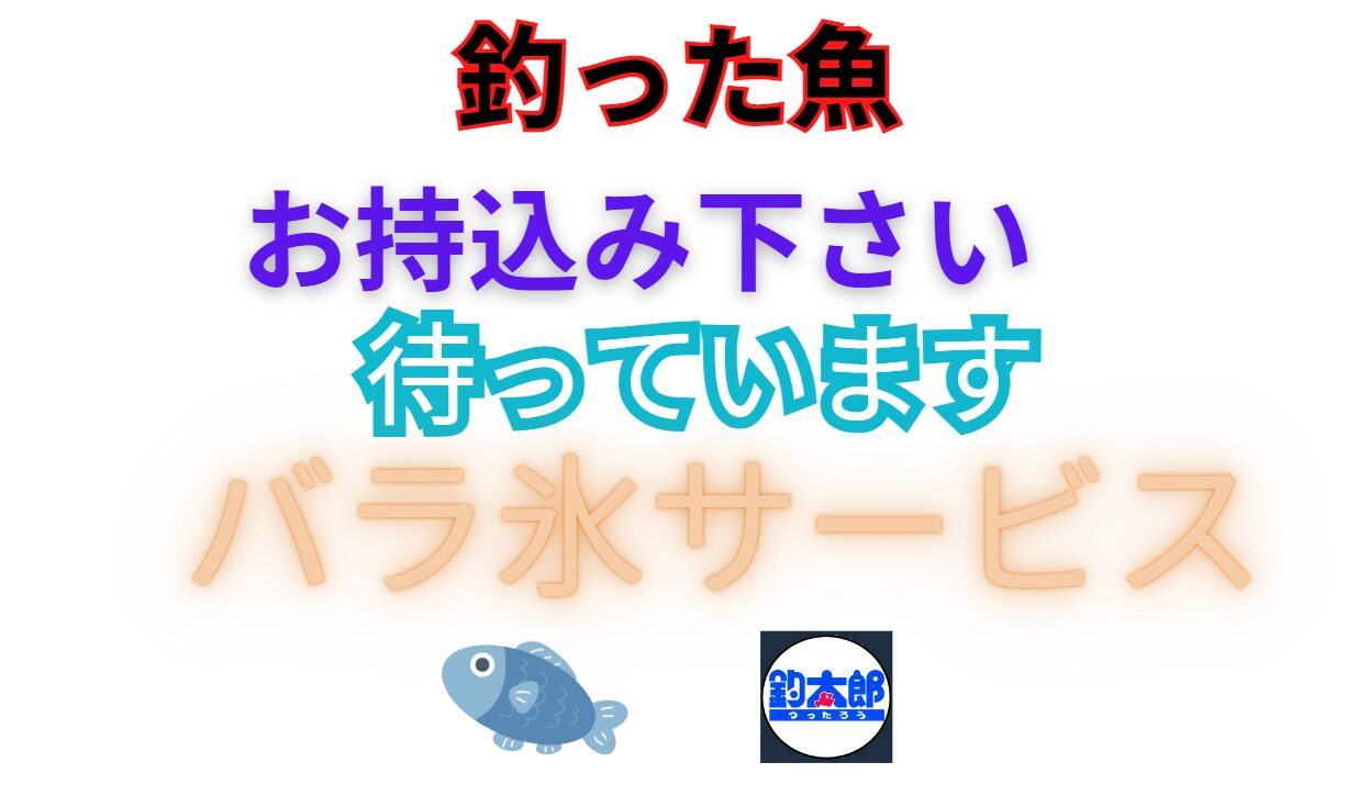 釣果魚お持ち込みでバラ氷サービス。釣太郎