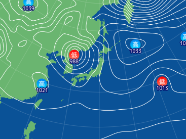 低気圧が日本海に入ると、太平洋側の海もあれる。この理由説明。釣太郎