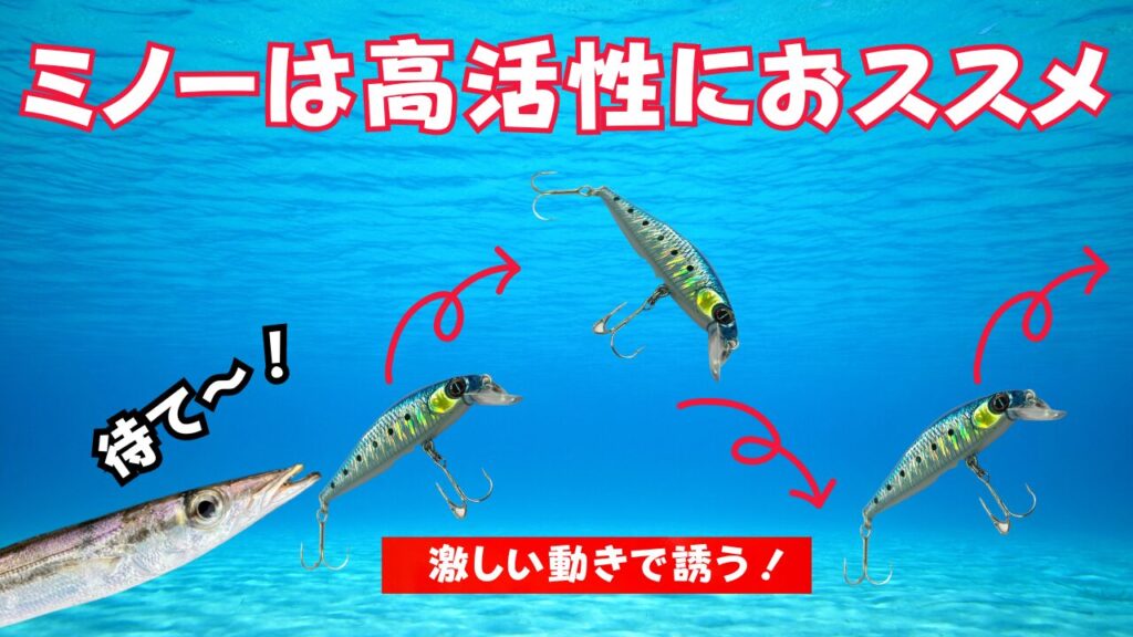 ミノーは高活性時に強い。激しい動き誘う。ルアー・フィッシング入門。釣太郎