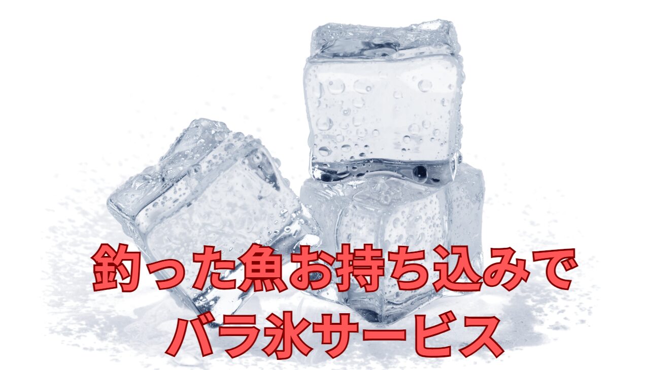 釣った魚お持ち込み頂ければ、バラ氷１８０円サービス。釣太郎
