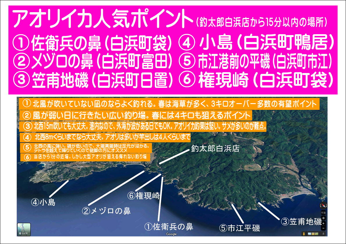 南紀白浜のアオリイカ釣り場ポイント紹介。釣太郎