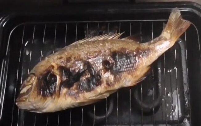 魚は鰓と内臓を取り出し、鱗を付けたまま直焼すれば旨味が凝縮され、鱗を取り除いて焼くより美味。この理由説明。釣太郎