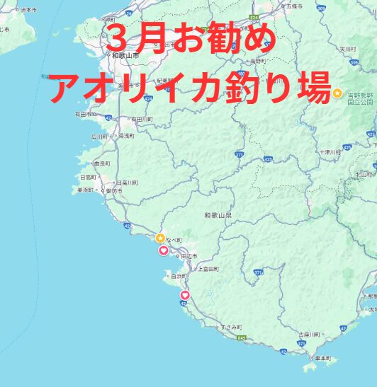 3月の南紀地方でアオリイカを釣るおすすめスポット。釣太郎
