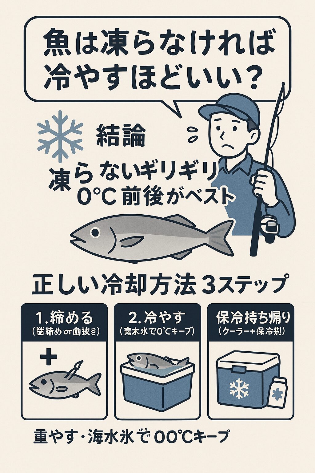 【釣り人必見】魚は凍らなければ冷やすほどいい?最適な冷却温度とは。釣太郎