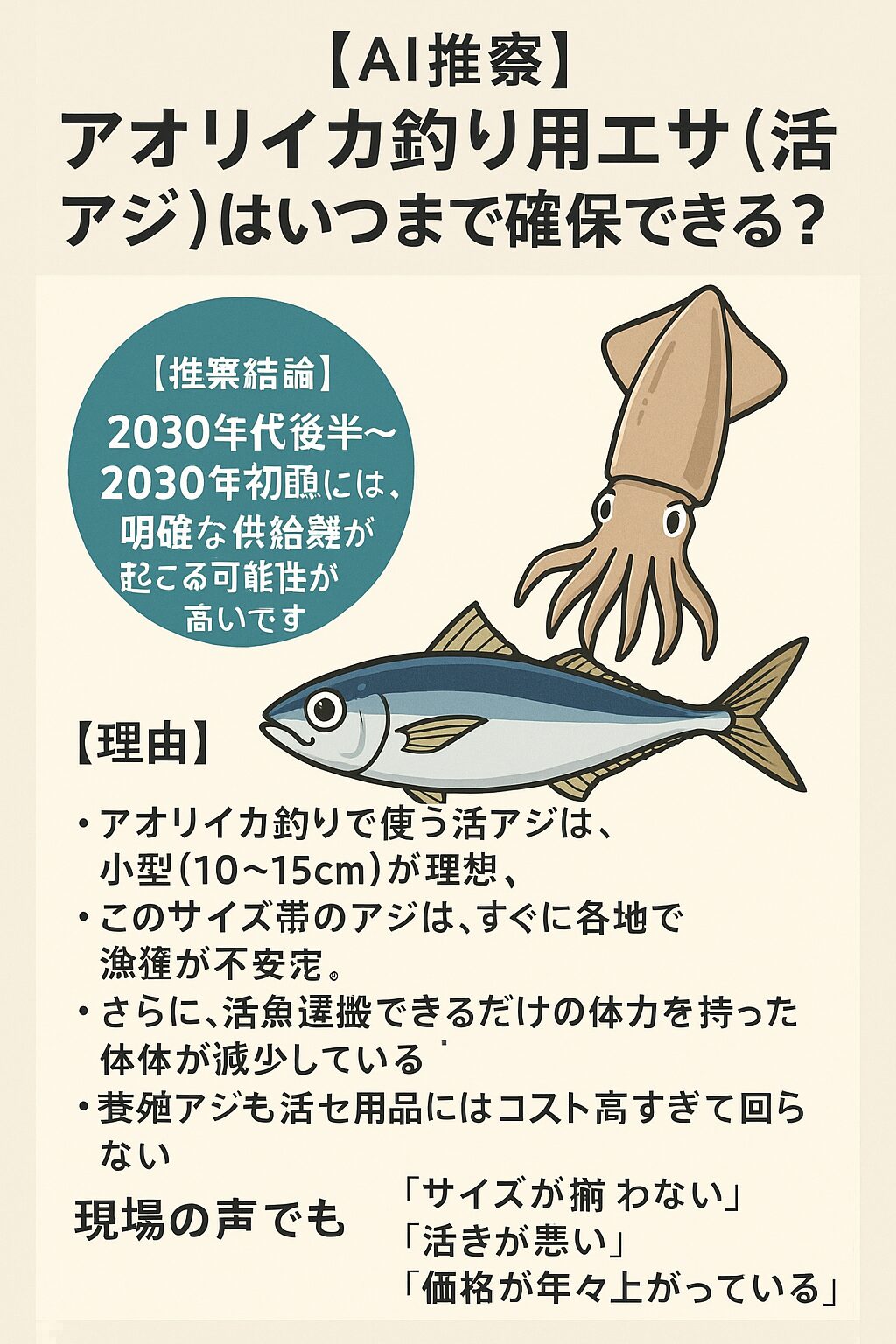 アオリイカ釣り用エサ（活アジ）はいつまで確保できるのか？釣太郎
