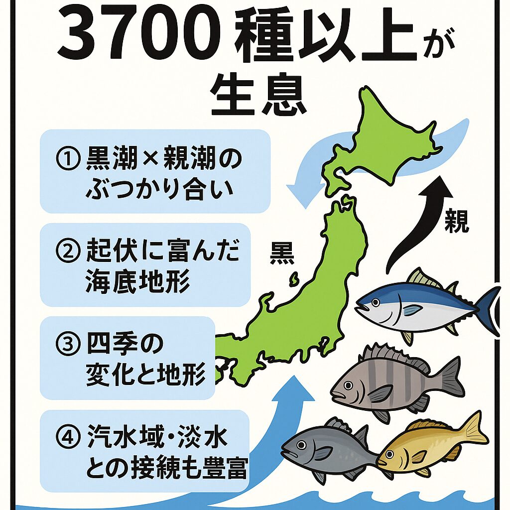 日本近海には、生息魚種:3,700種以上(世界の1割超)が泳いでいる。釣太郎
