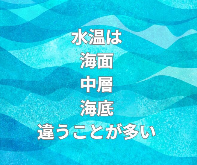 海水温度は表面と中層だけでなく、海底とも違うことも多い。釣太郎