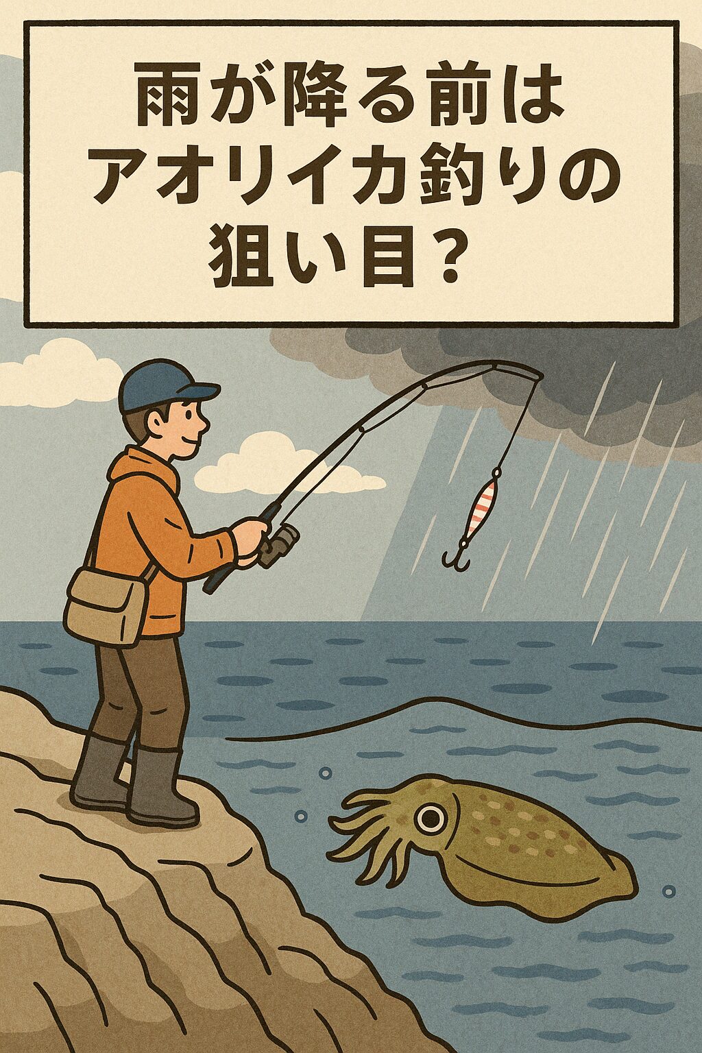 雨が降る前のアオリイカ釣りは狙い目。釣太郎