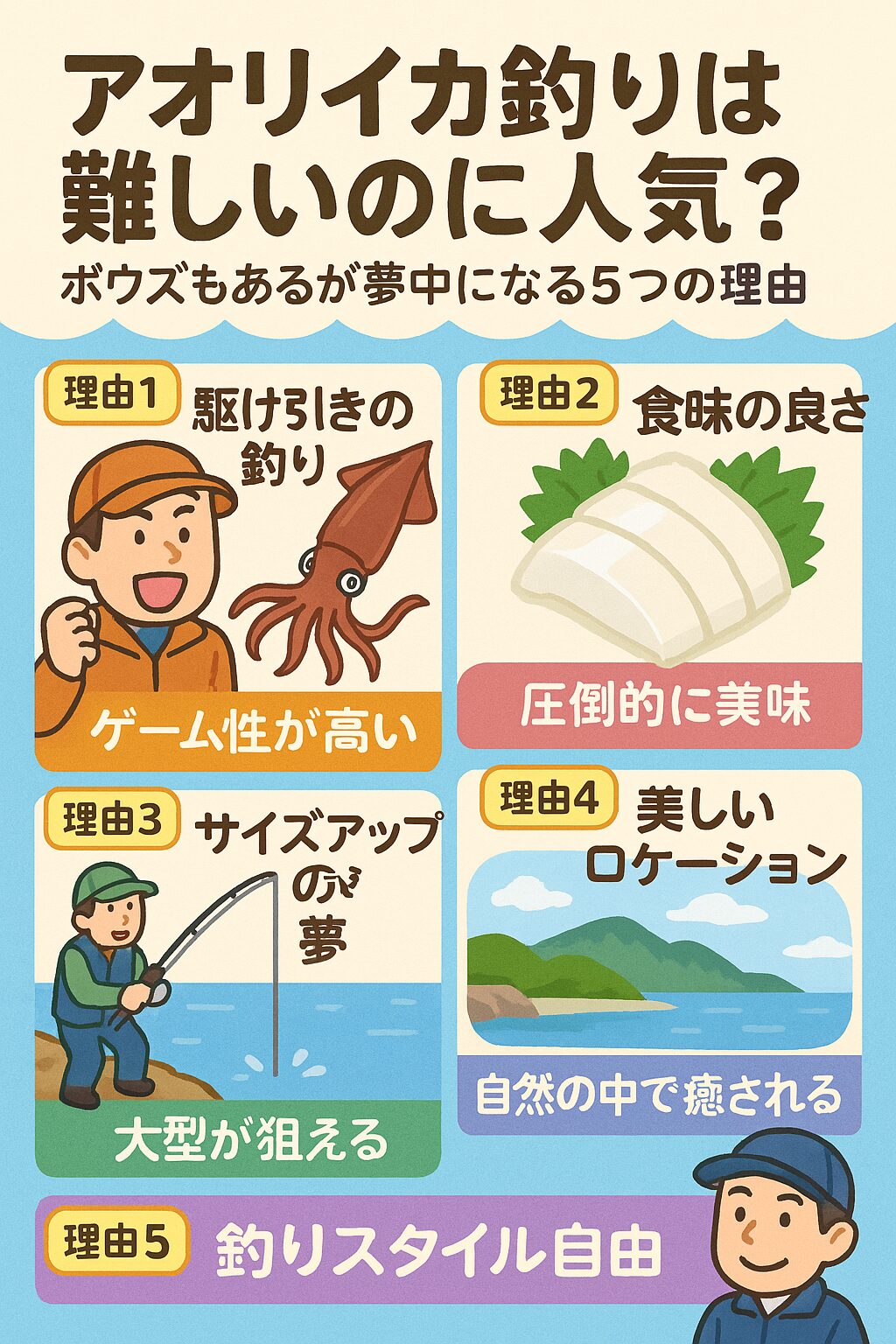 アオリイカ釣りの人気の秘密説明。釣太郎