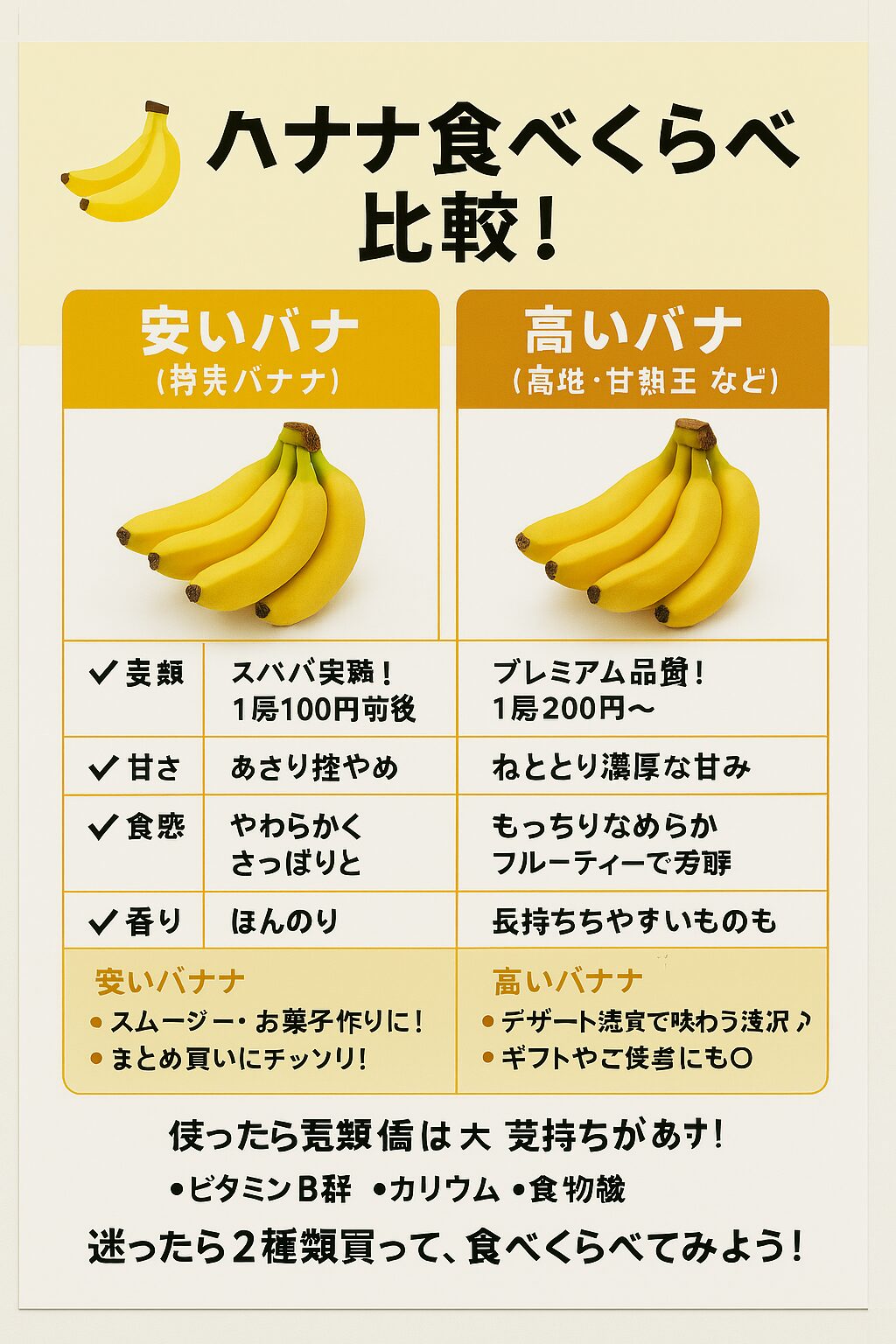 安いバナナと高いバナナで何が違うのか？釣太郎