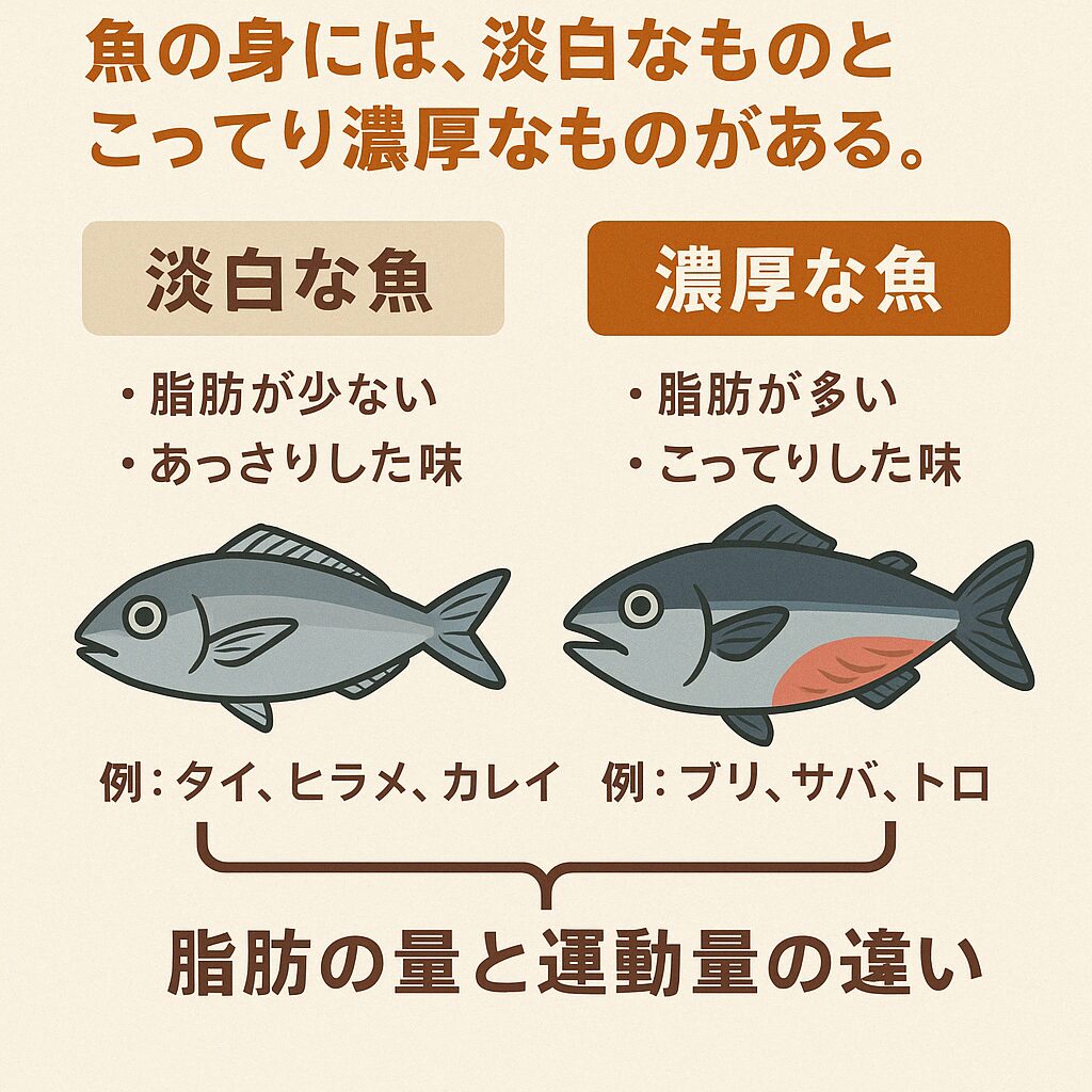 魚の身はコッテリ濃厚タイプと、あっさり淡白タイプの2種がある。釣太郎