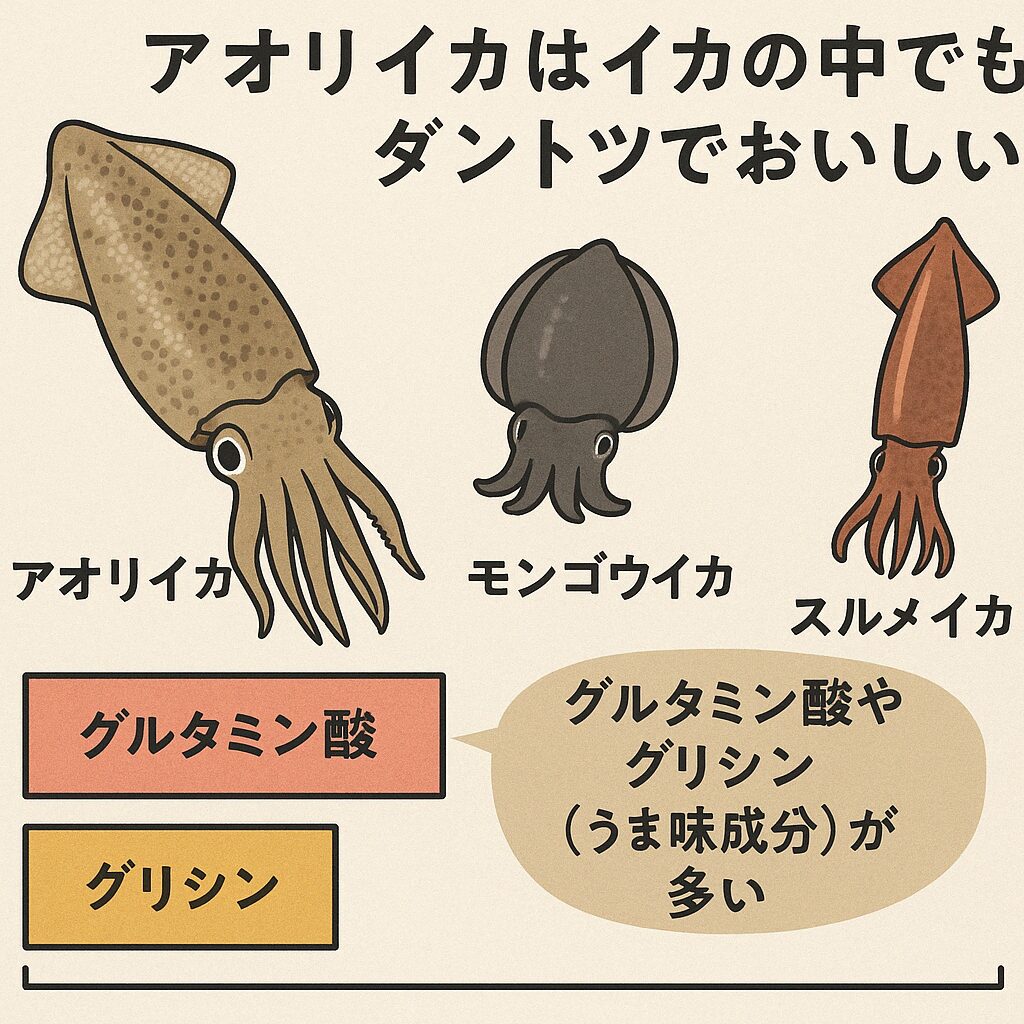 アオリイカがおいしい理由はグルタミン酸が多いから。釣太郎