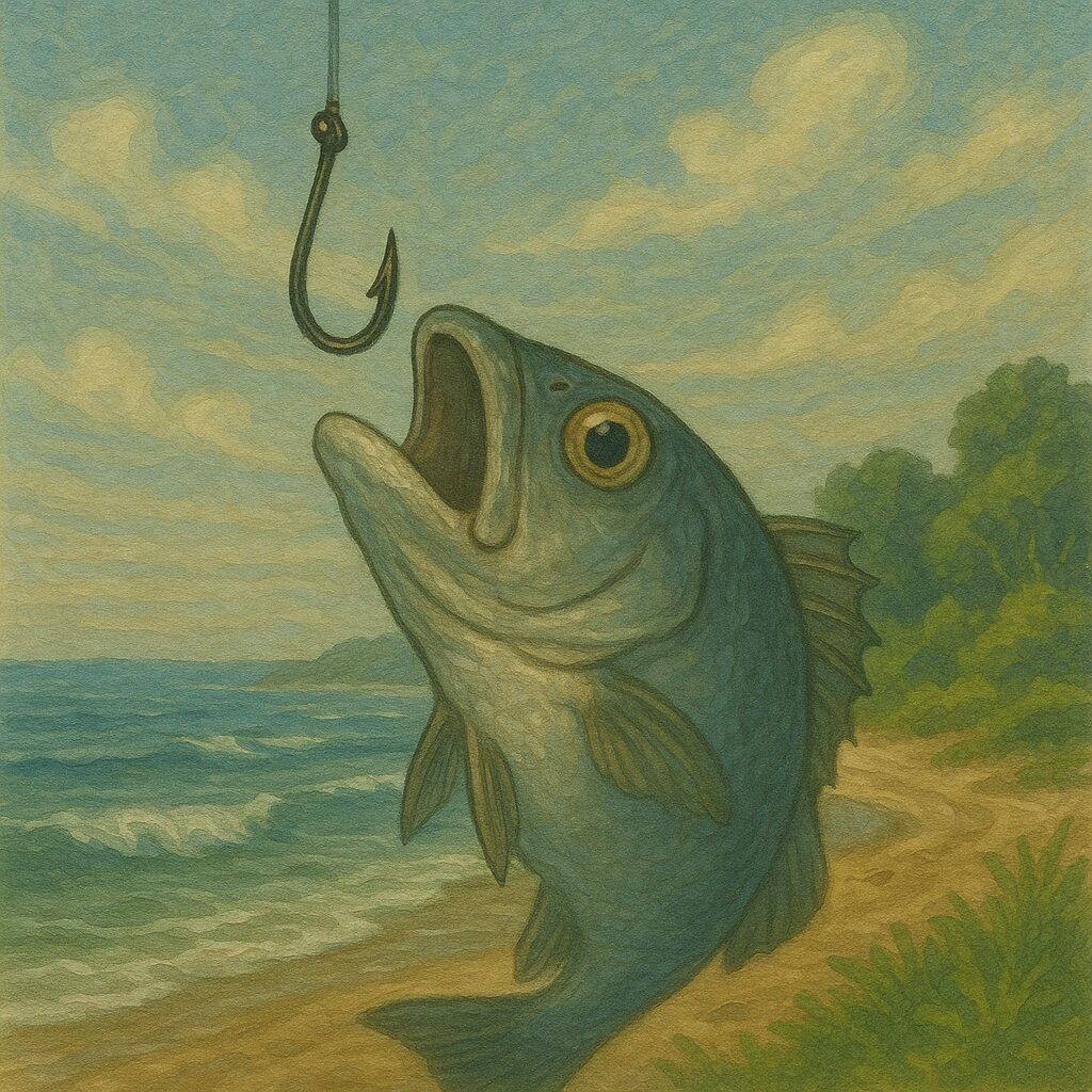 初めて見る空：釣られた魚が見た“陸の世界。釣太郎