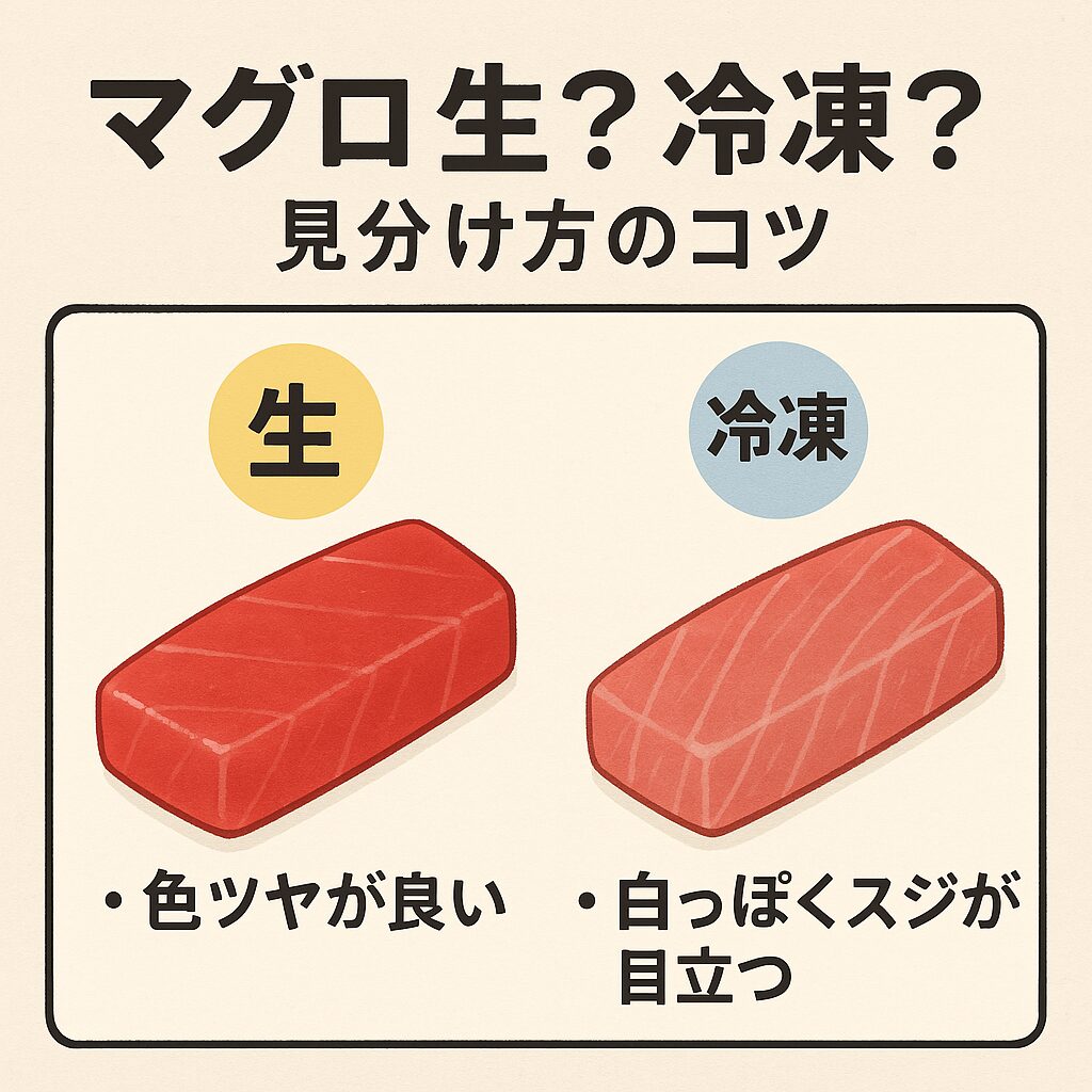 マグロ、これは生？冷凍？見分け方のコツ説明。釣太郎