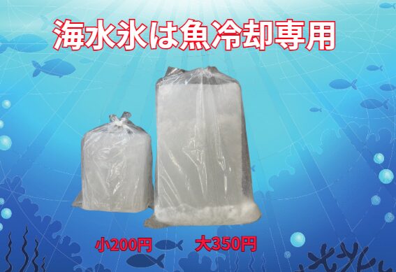 釣太郎では「海水氷」小と大、2サイズご用意しています。
