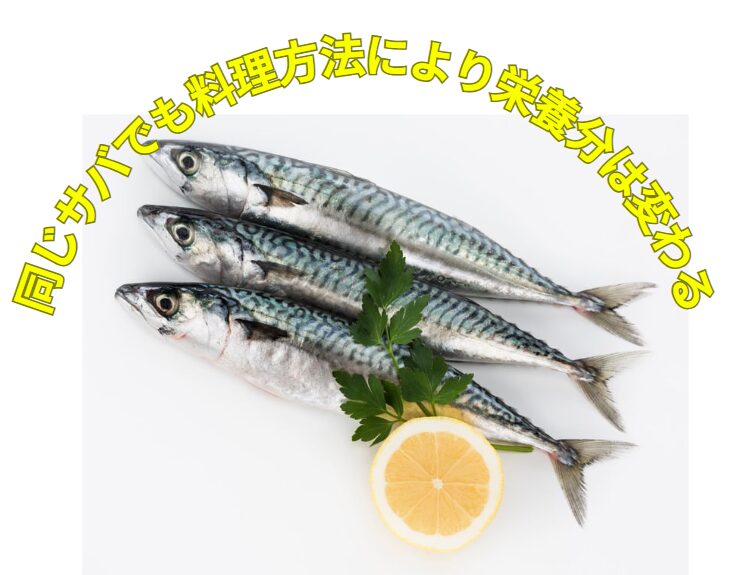 20センチの真アジがある。これを刺身、塩焼き、フライ、干物のした時の栄養分変化。釣太郎