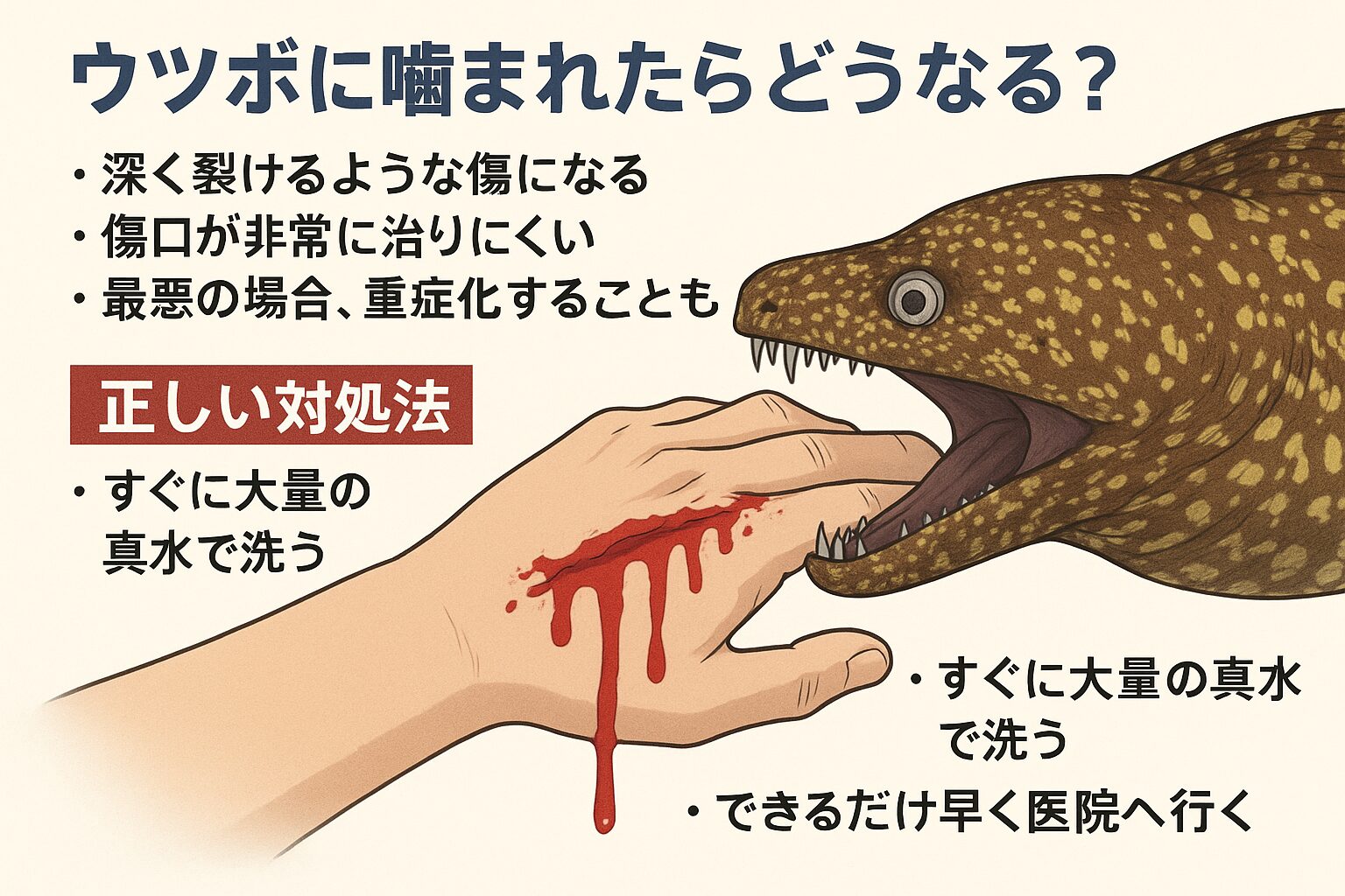 ウツボに噛まれたらどうなる？アオリイカ釣り外道トラブル編。釣太郎