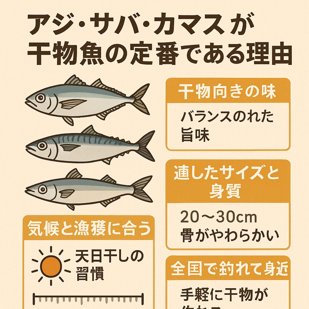 スーパーでも釣り場でも、干物用といえば「アジ・サバ・カマス」。釣太郎