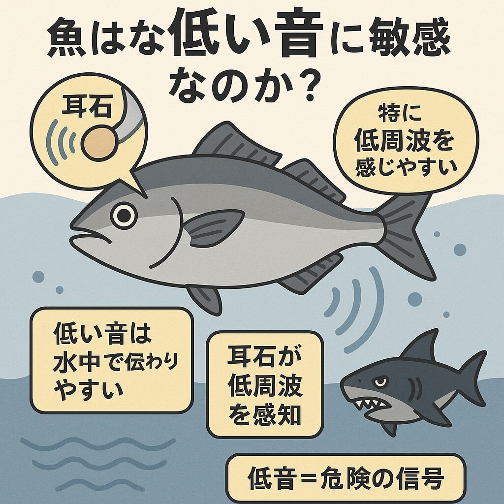 魚は音、特に低い音に敏感な理由説明。釣太郎