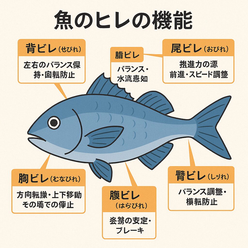 魚のヒレの基本構造説明。釣太郎