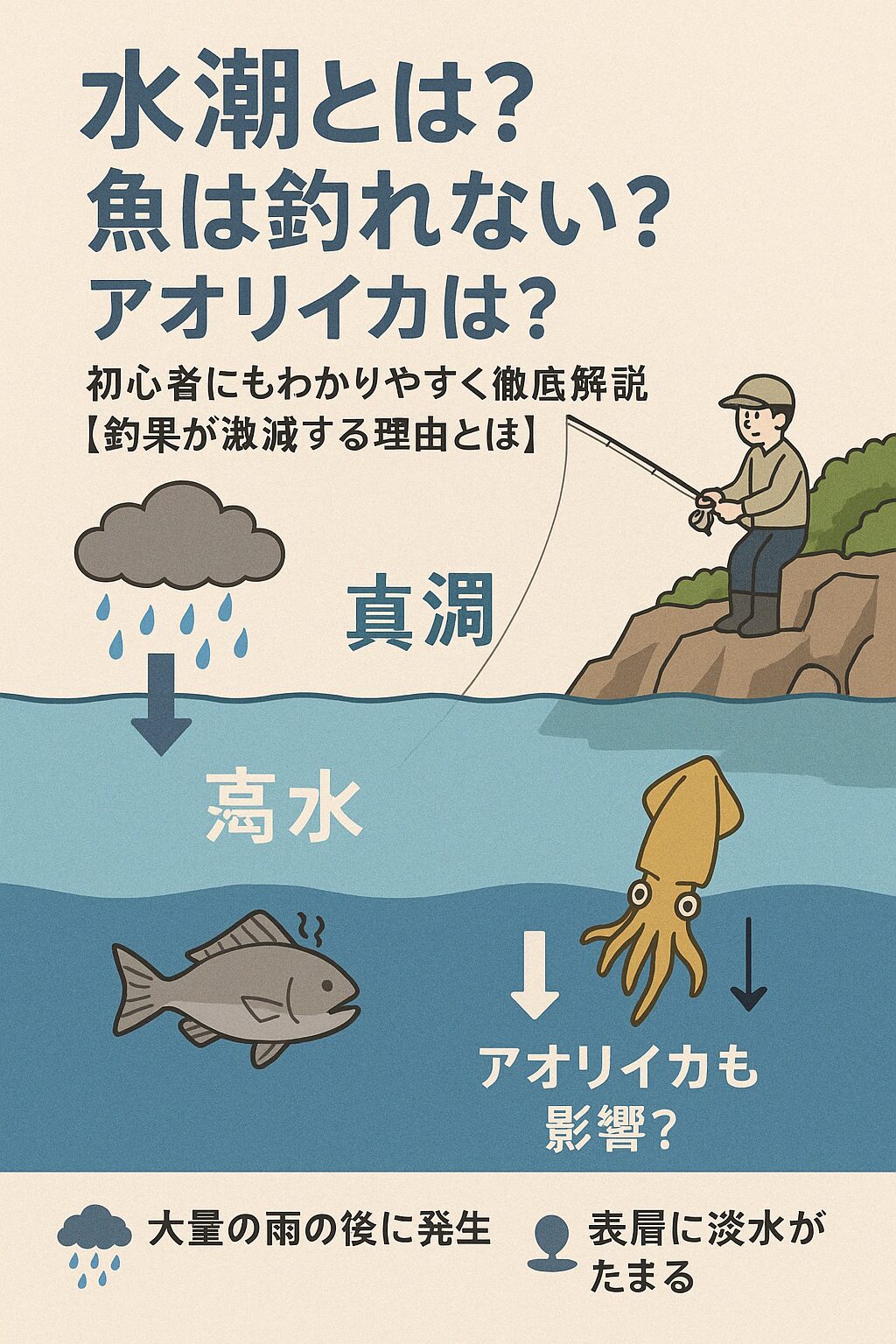 水潮とは？魚は釣れない？アオリイカは？ 初心者にもわかりやすく徹底解説【釣果が激減する理由とは】釣太郎