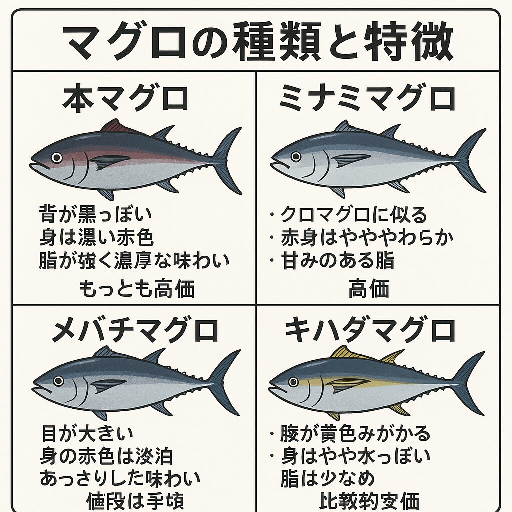 マグロの種類と特徴まとめ|見た目・味・価値を徹底比較!釣太郎