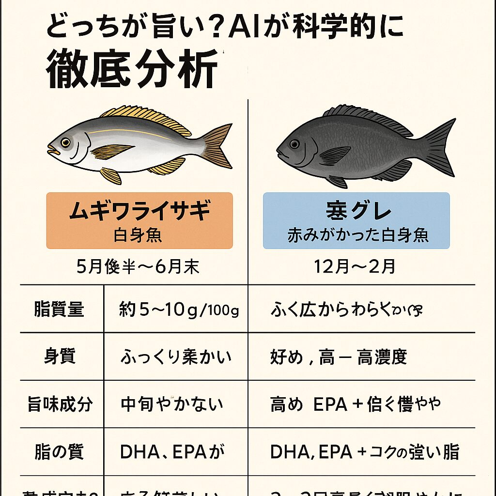 麦わらイサギ vs 寒グレ。どっちが旨い?AIが科学的に徹底分析!釣太郎