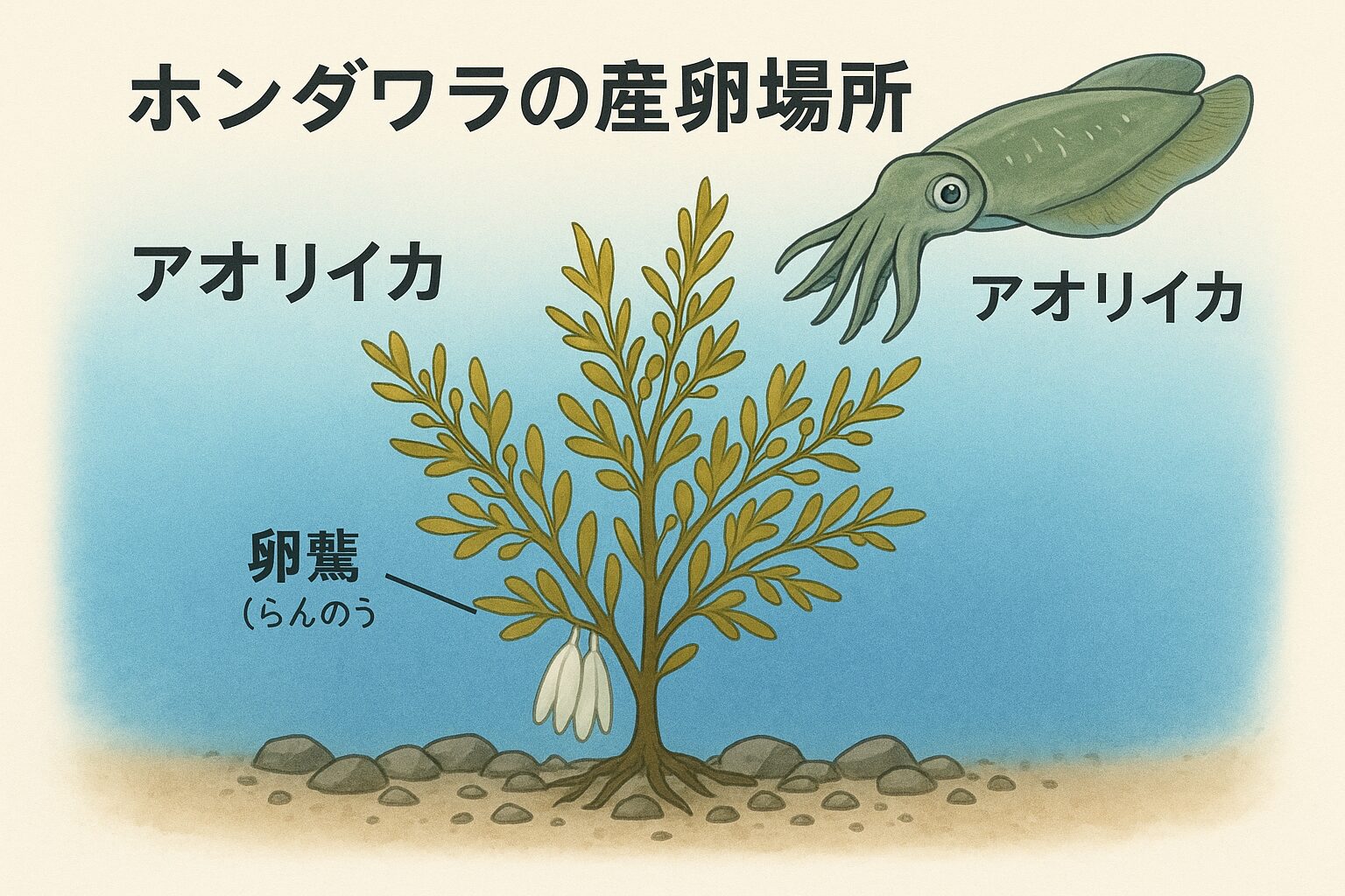 ホンダワラ藻場は、アオリイカの命を育む海のベッド。釣太郎