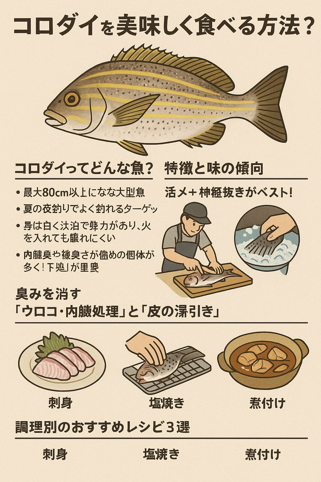 コロダイを美味しく食べる方法紹介。釣太郎