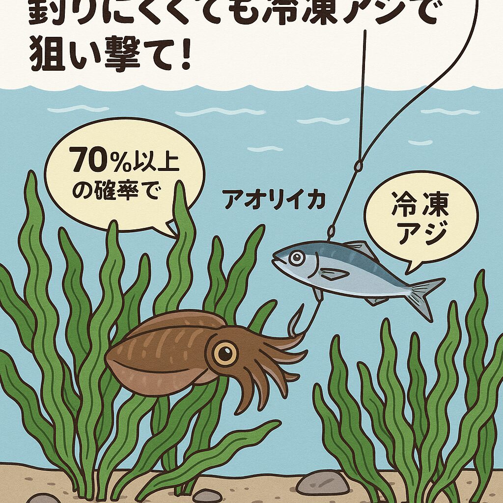 アオリイカが海藻が生い茂っている藻場に、潜伏している確率は70％以上と高い。釣太郎