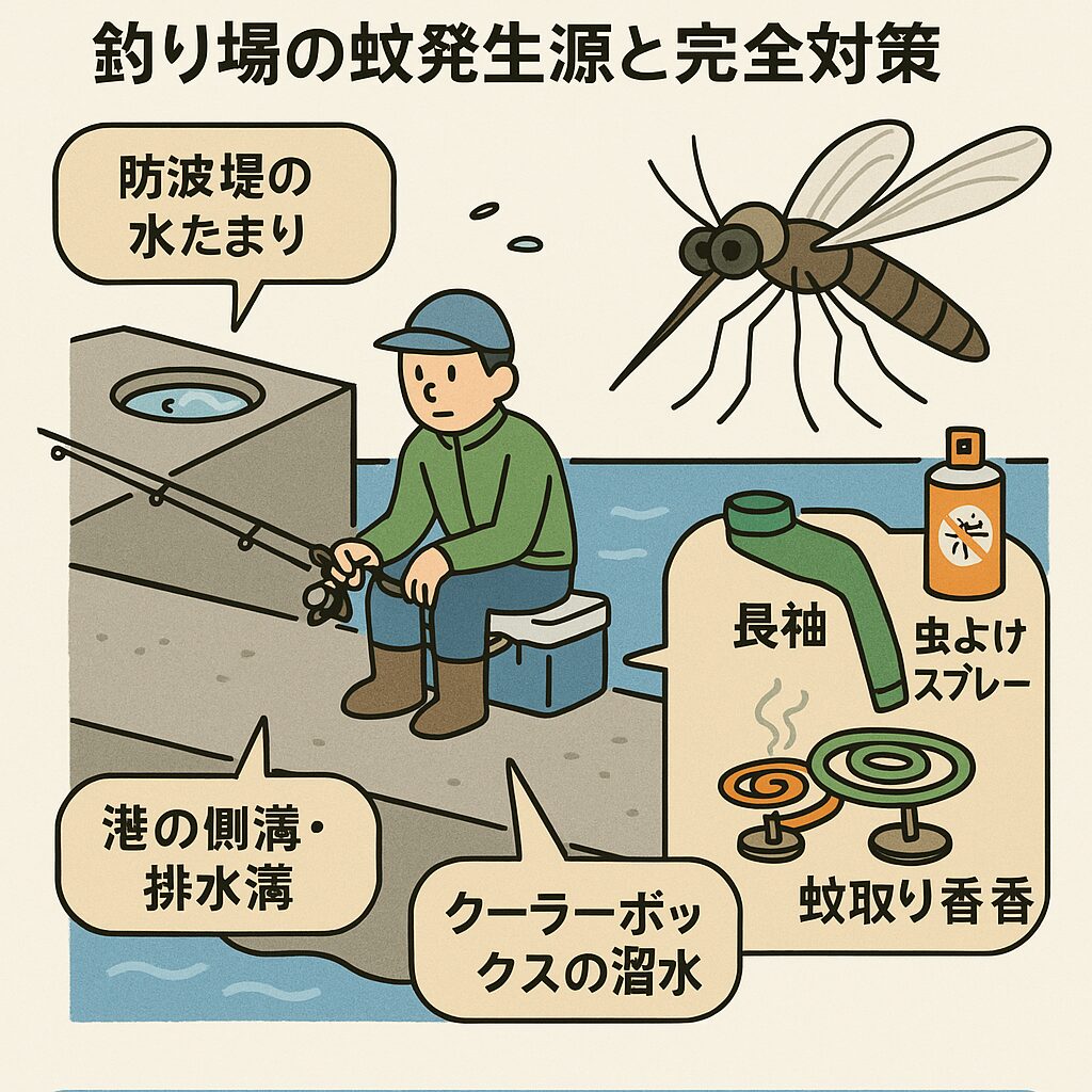 「海にも蚊はいる！釣り場の蚊発生源と完全対策。釣太郎