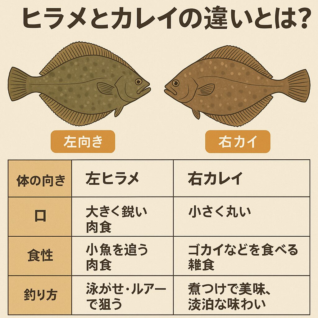 カレイと平目の見分け方、違い説明。釣太郎