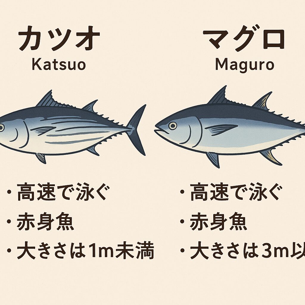 カツオとマグロは「似て非なる親戚」同じサバ科だが属が違う＝完全な仲間ではない。釣太郎