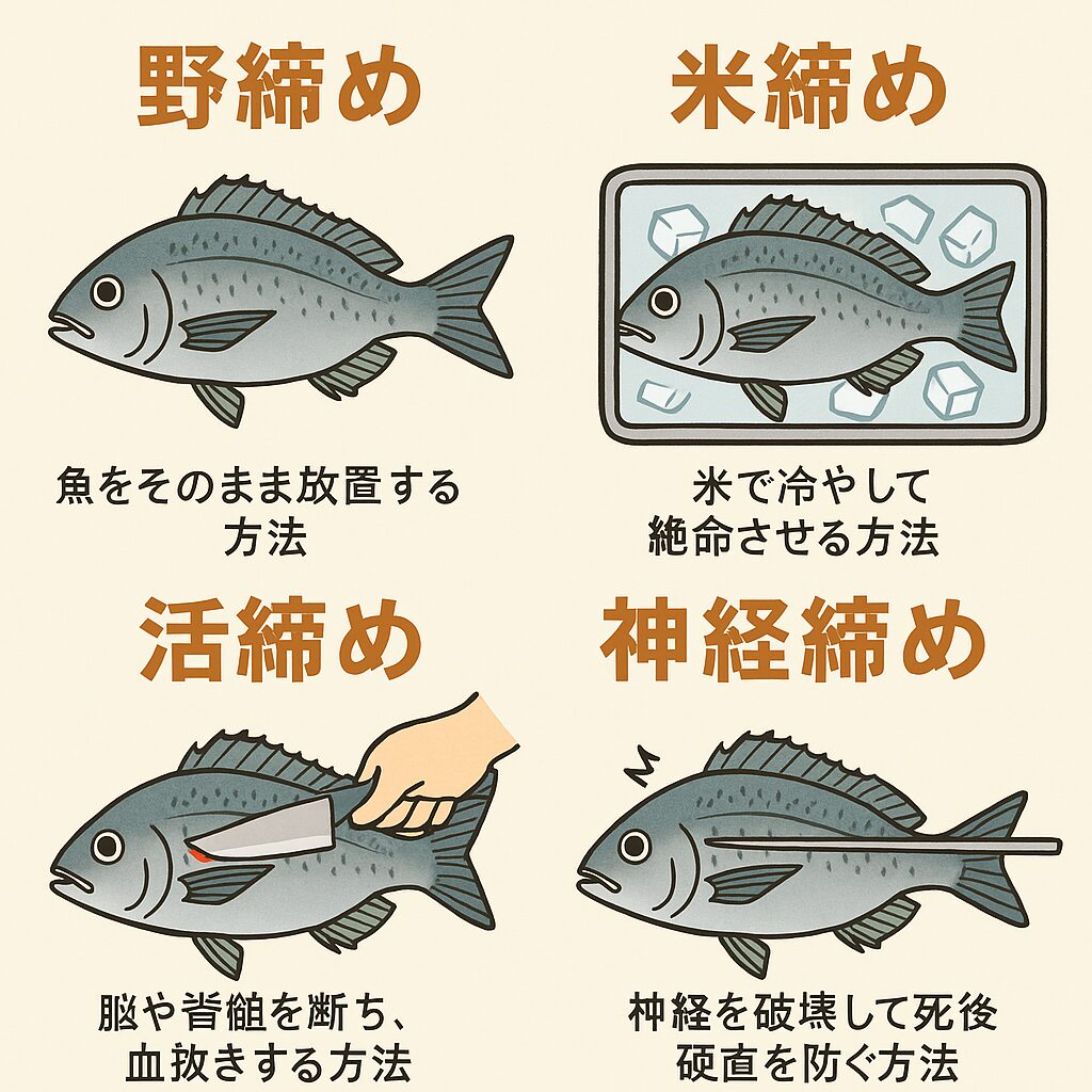 魚の「締め方」で味が変わる!? 野締め・氷締め・活締め・神経締めの違いと品質の関係。釣太郎