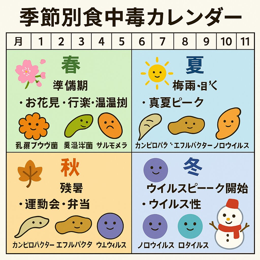 食中毒、春（3月～5月）：油断しがちな季節の“前兆期”。釣太郎