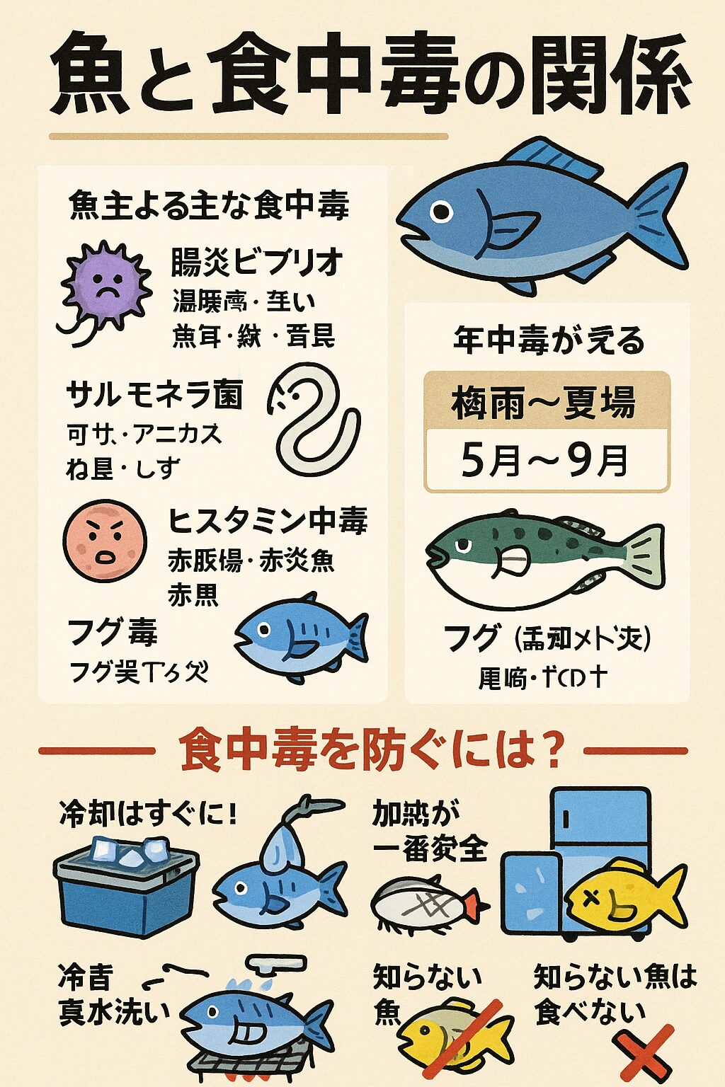魚と食中毒の関係とは?危険な季節・菌・予防法を徹底解説!釣太郎