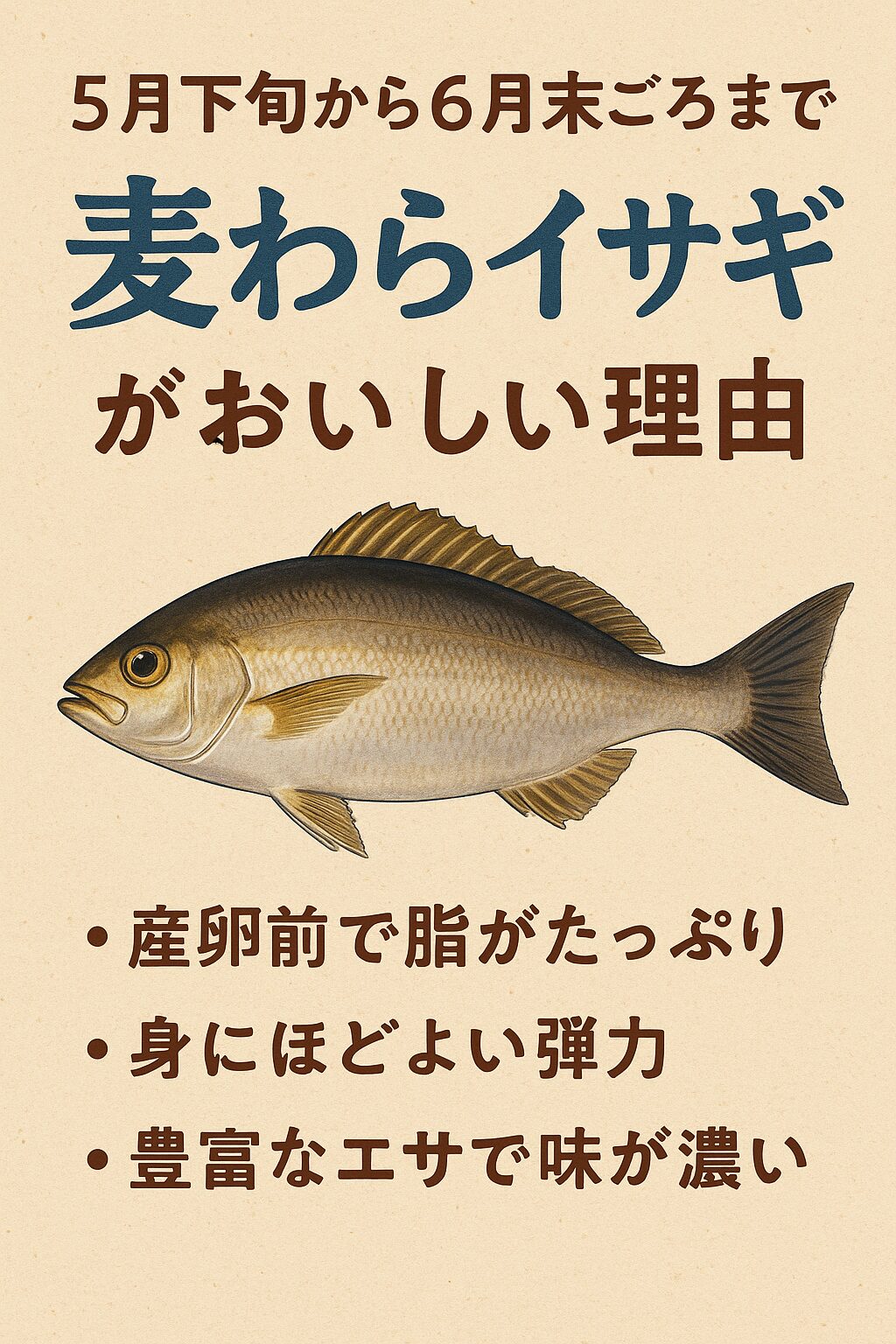 5月下旬から6月末が旬！「麦わらイサギ」が美味しい理由。釣太郎