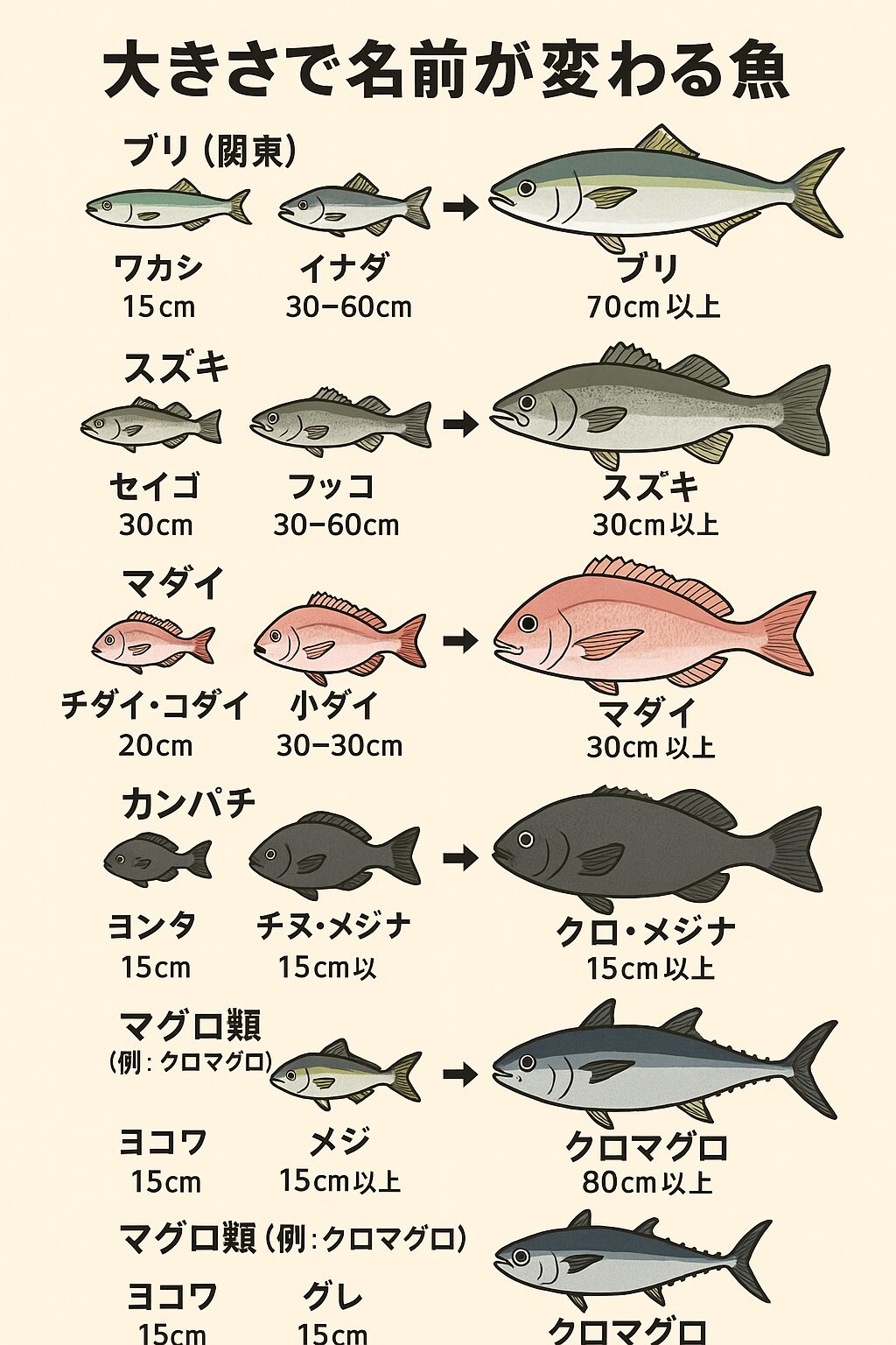 大きさで名前が変わる魚たち──釣り人なら知っておきたい「出世魚」の世界。釣太郎