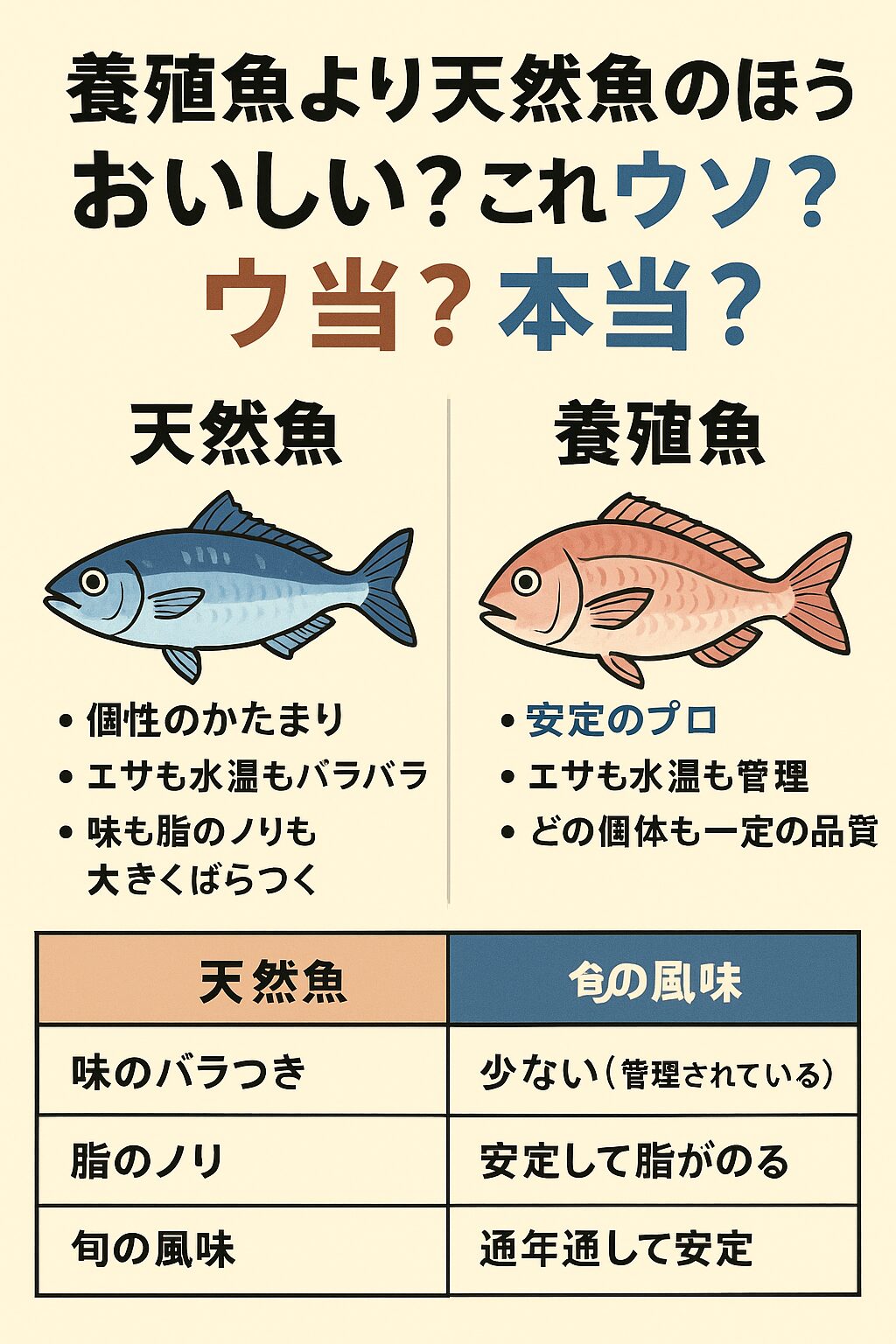 養殖魚より天然魚のほうがおいしい？これウソ？本当？釣太郎