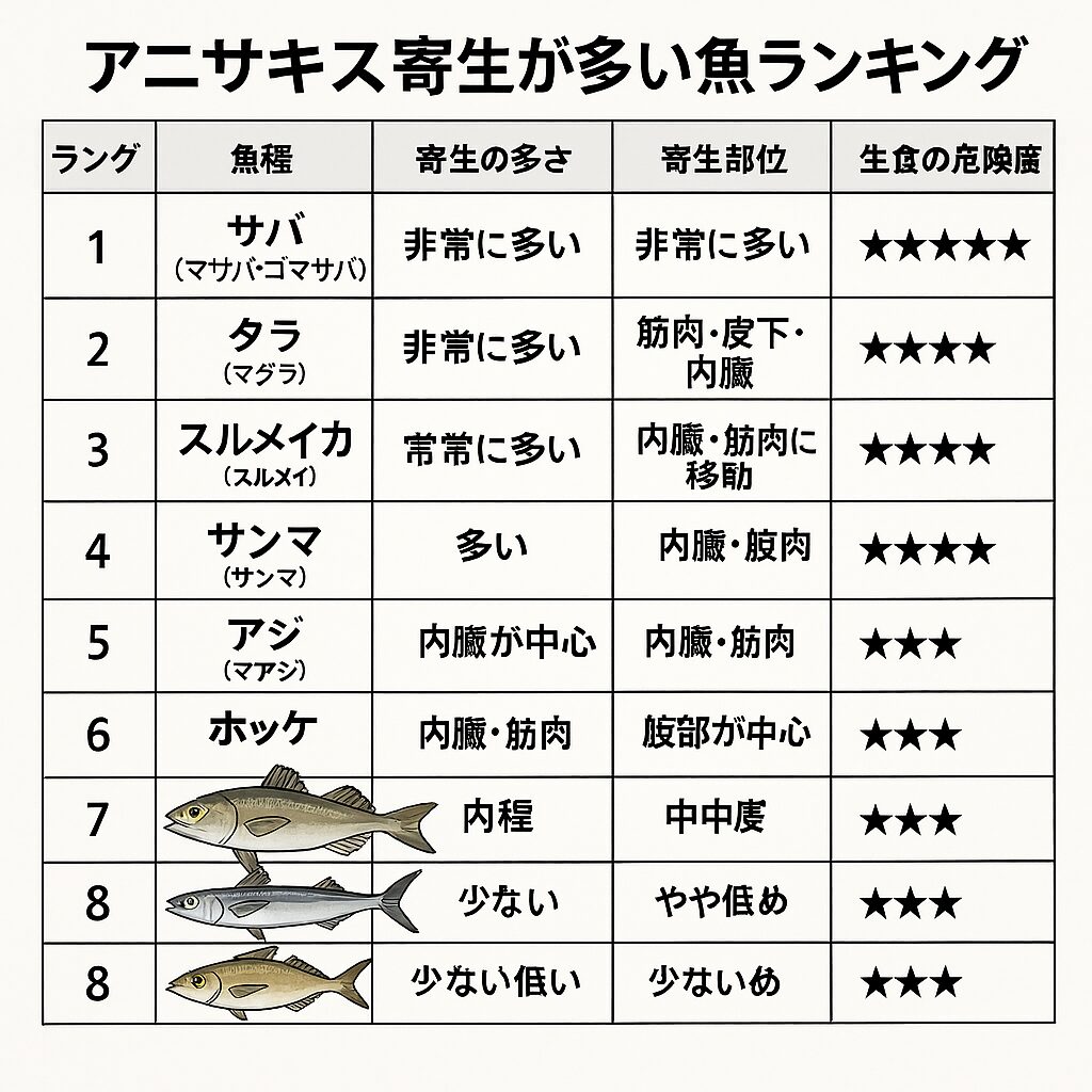 アニサキス寄生が多い魚ランキング！危険な魚とその対策を徹底解説【生食派・釣り人必読】釣太郎