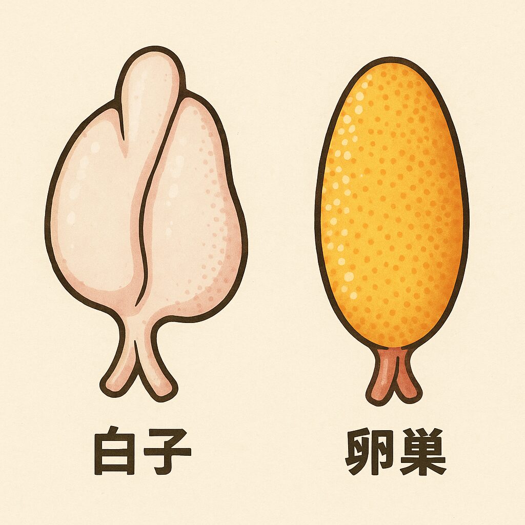 魚の卵巣や精巣(白子)は食べられますし、美味とされることが多い。釣太郎