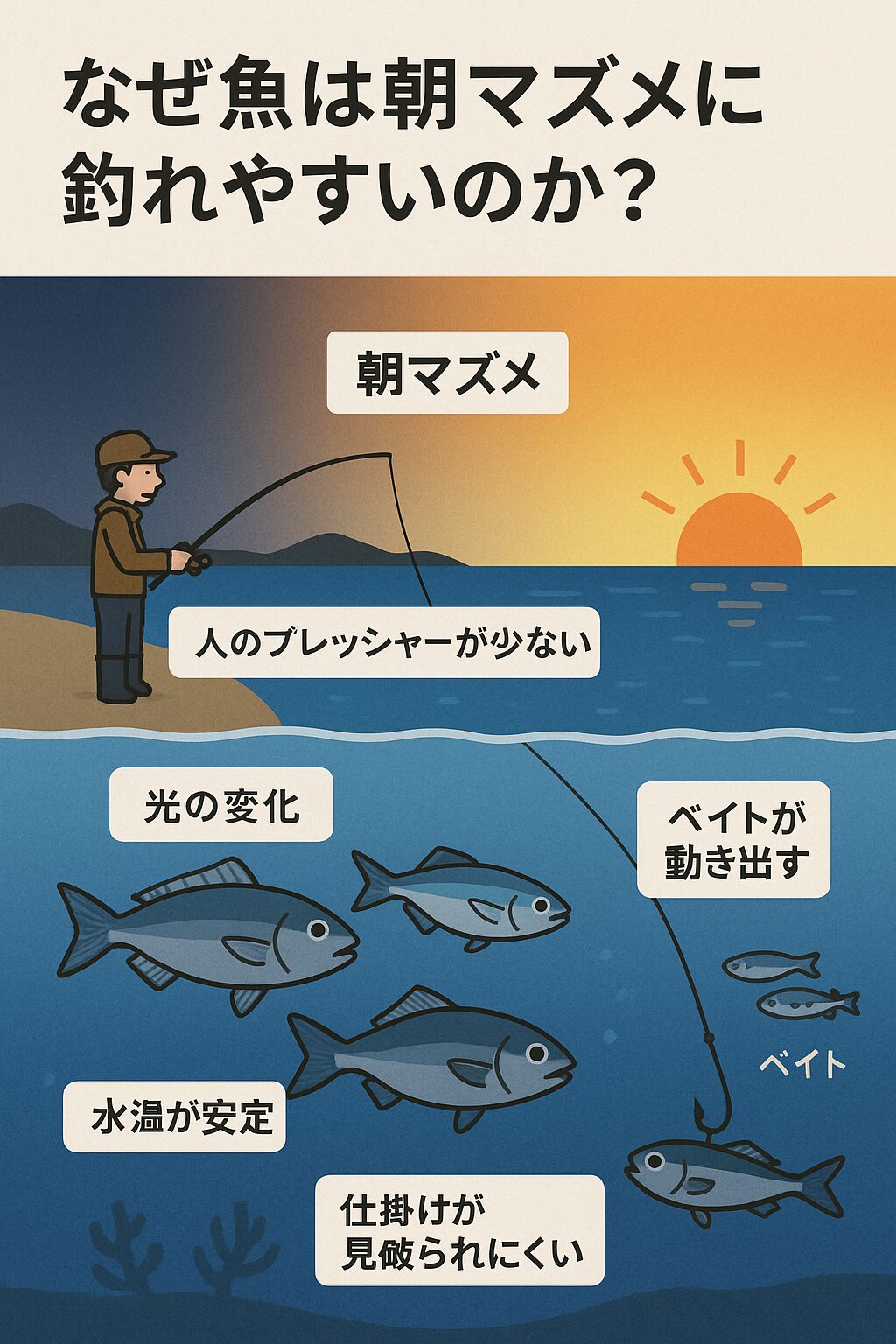 朝マズメは魚釣りのゴールデンタイム！なぜ多くの魚は夜明けに活性が高まるのか？釣太郎