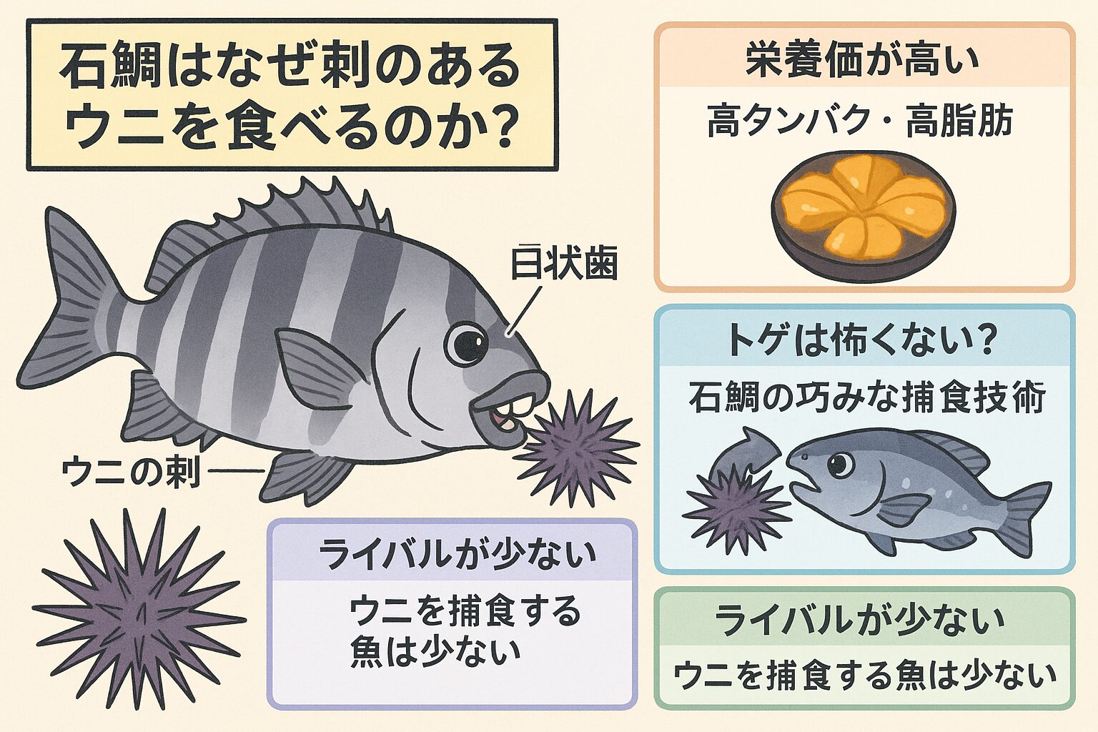 ウニを食べるのは石鯛の「特権」釣太郎