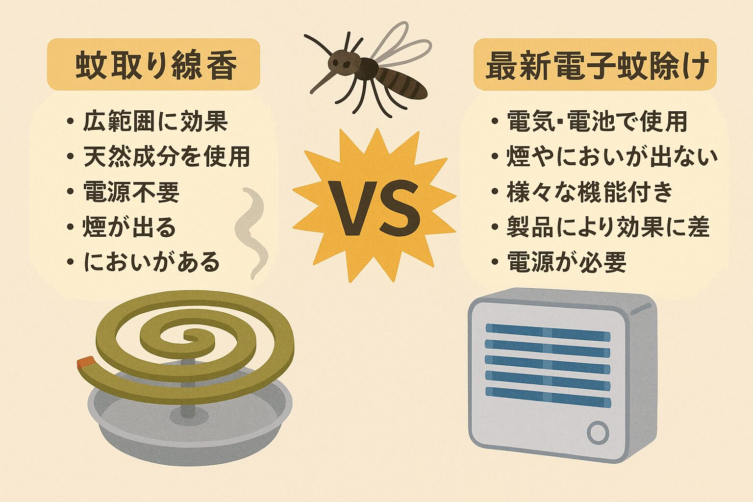 蚊取り線香 vs 最新電子蚊除け、どっちが強い。釣太郎